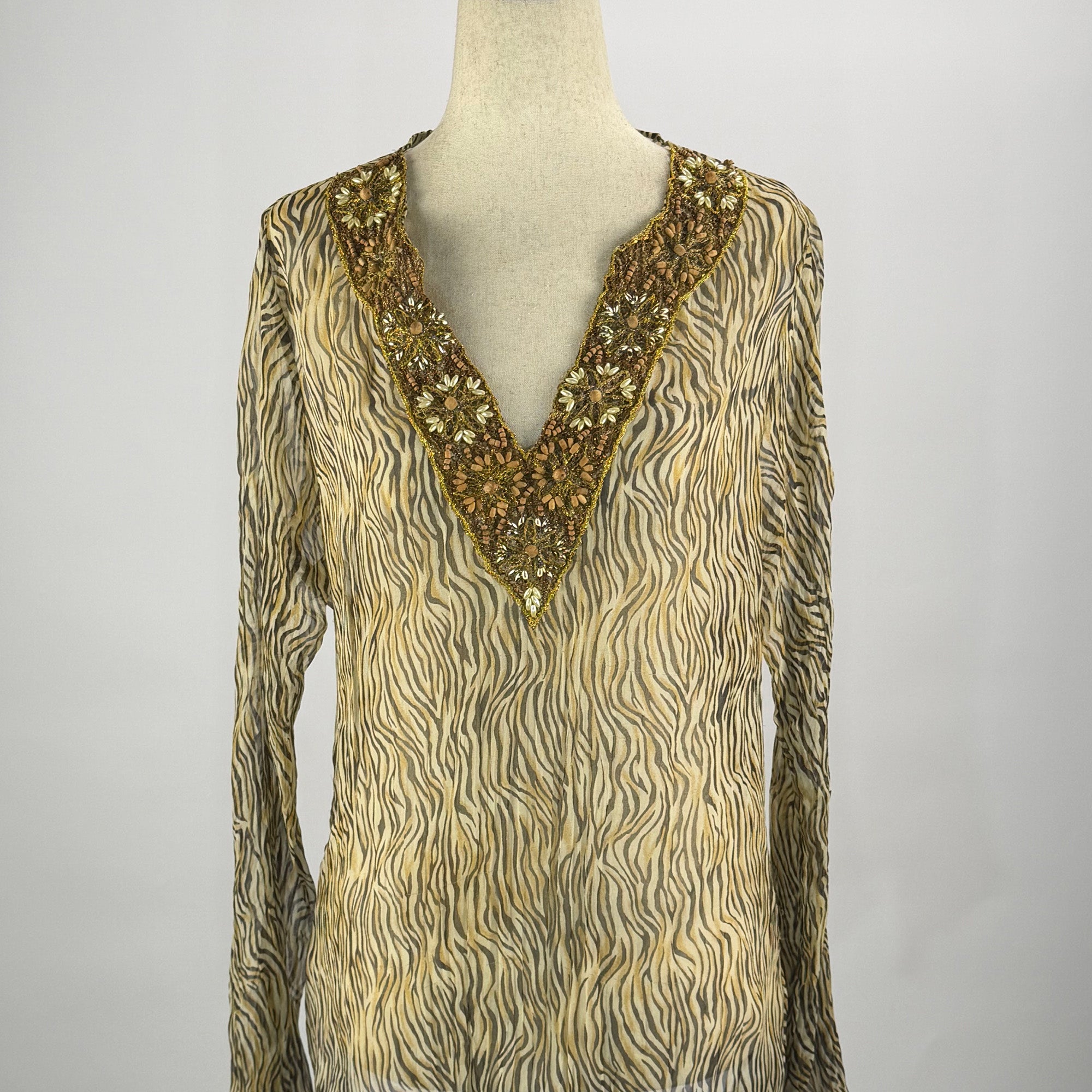 Cache Y2K Cheetah Print Blouse