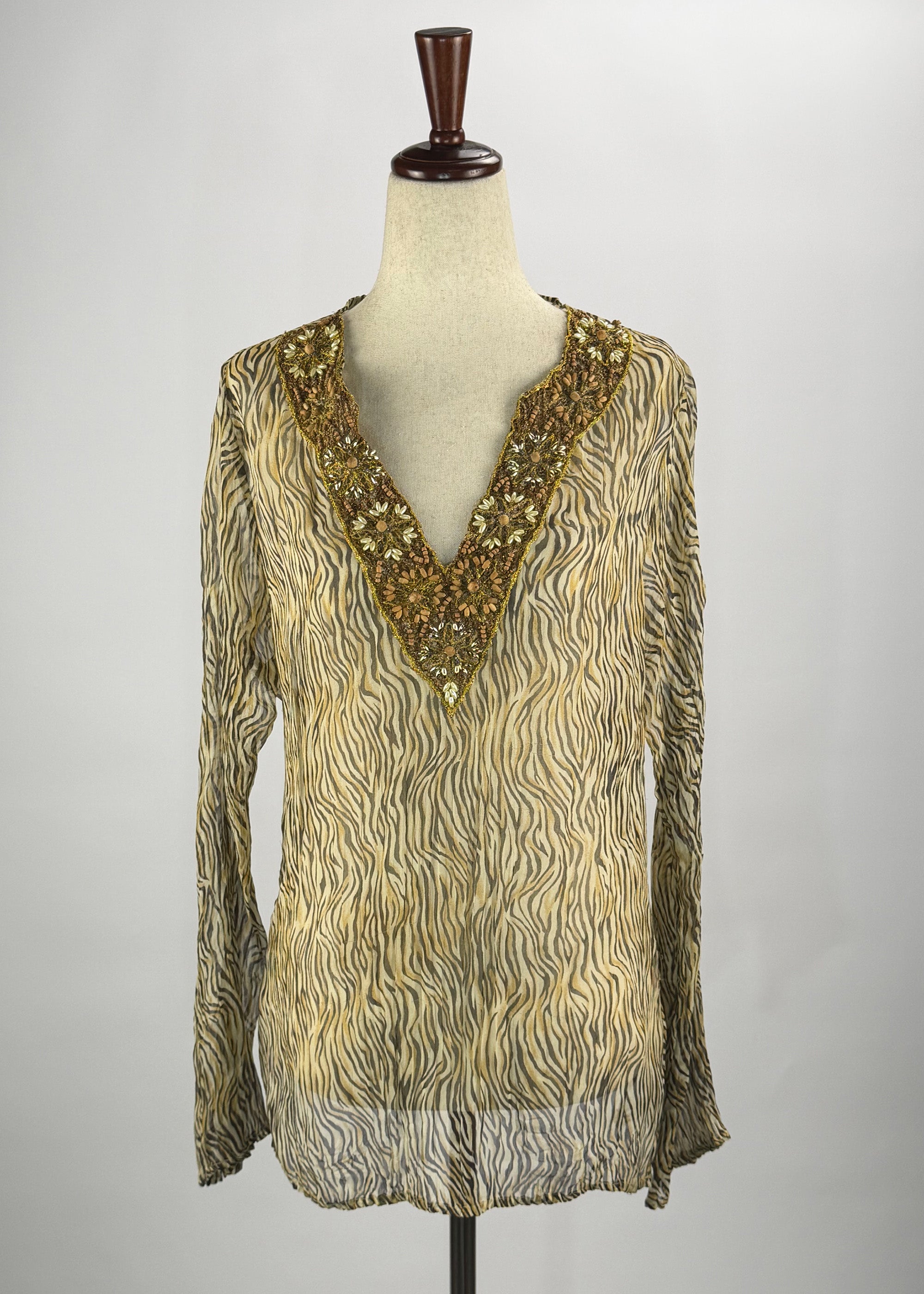 Cache Y2K Cheetah Print Blouse