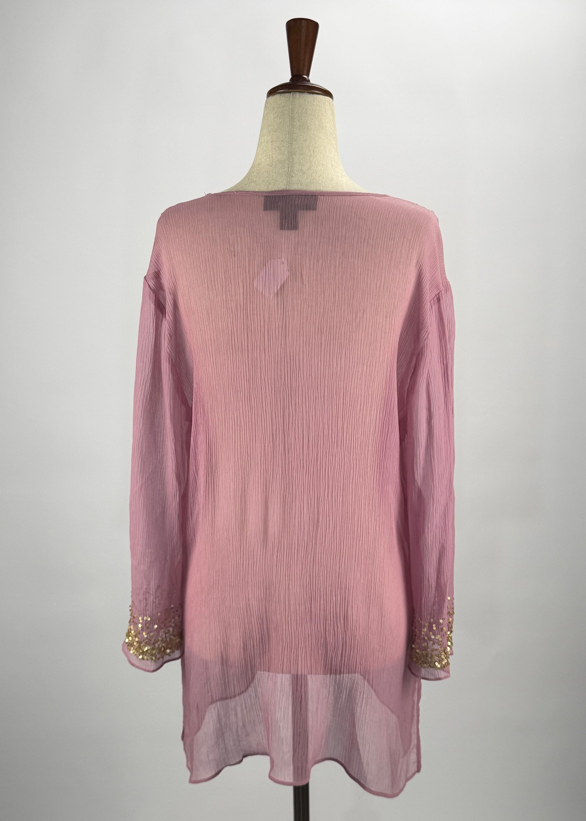 INC Y2K Pink Sequin-Adorned Silk Blouse
