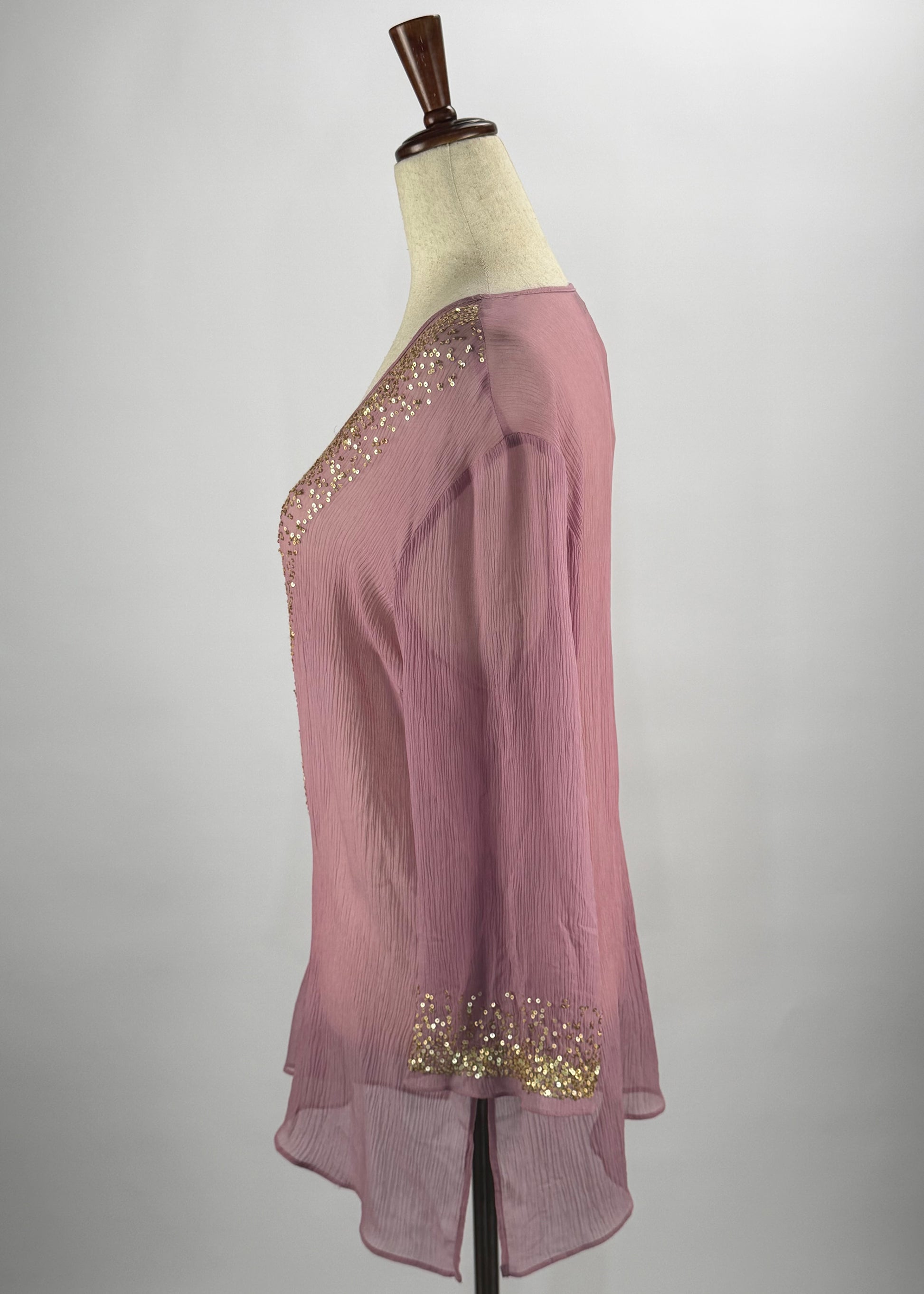 INC Y2K Pink Sequin-Adorned Silk Blouse