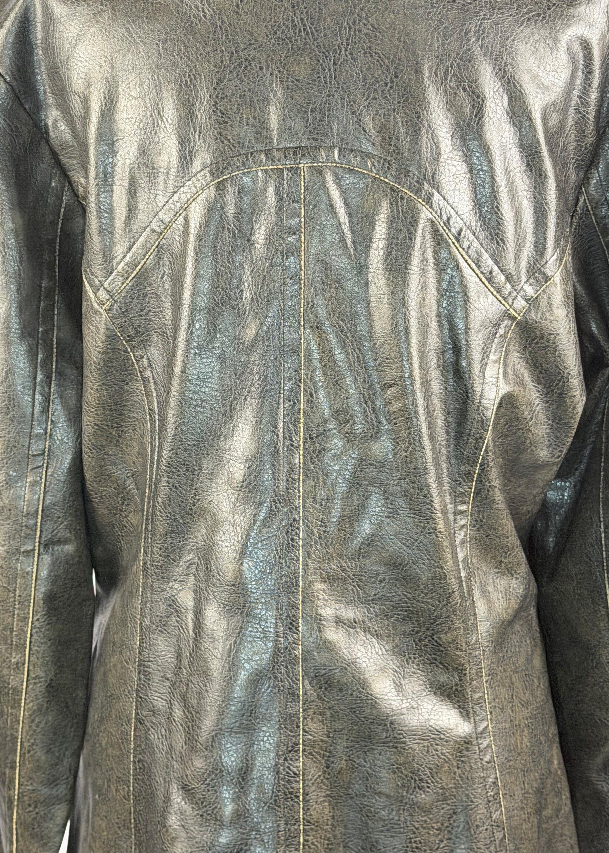Jennyfer J Black Distressed Leather Womens Coat