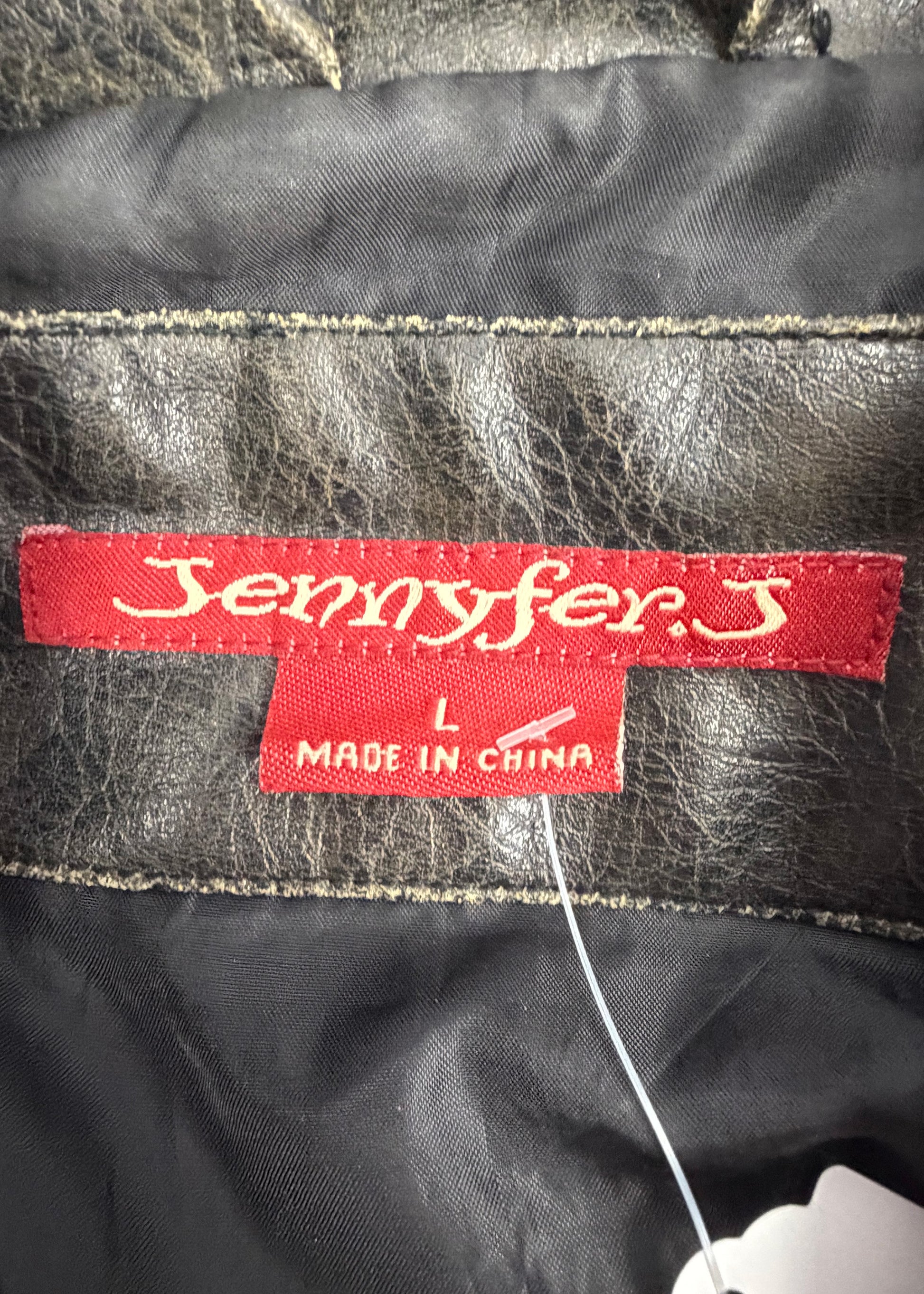 Jennyfer J Black Distressed Leather Womens Coat