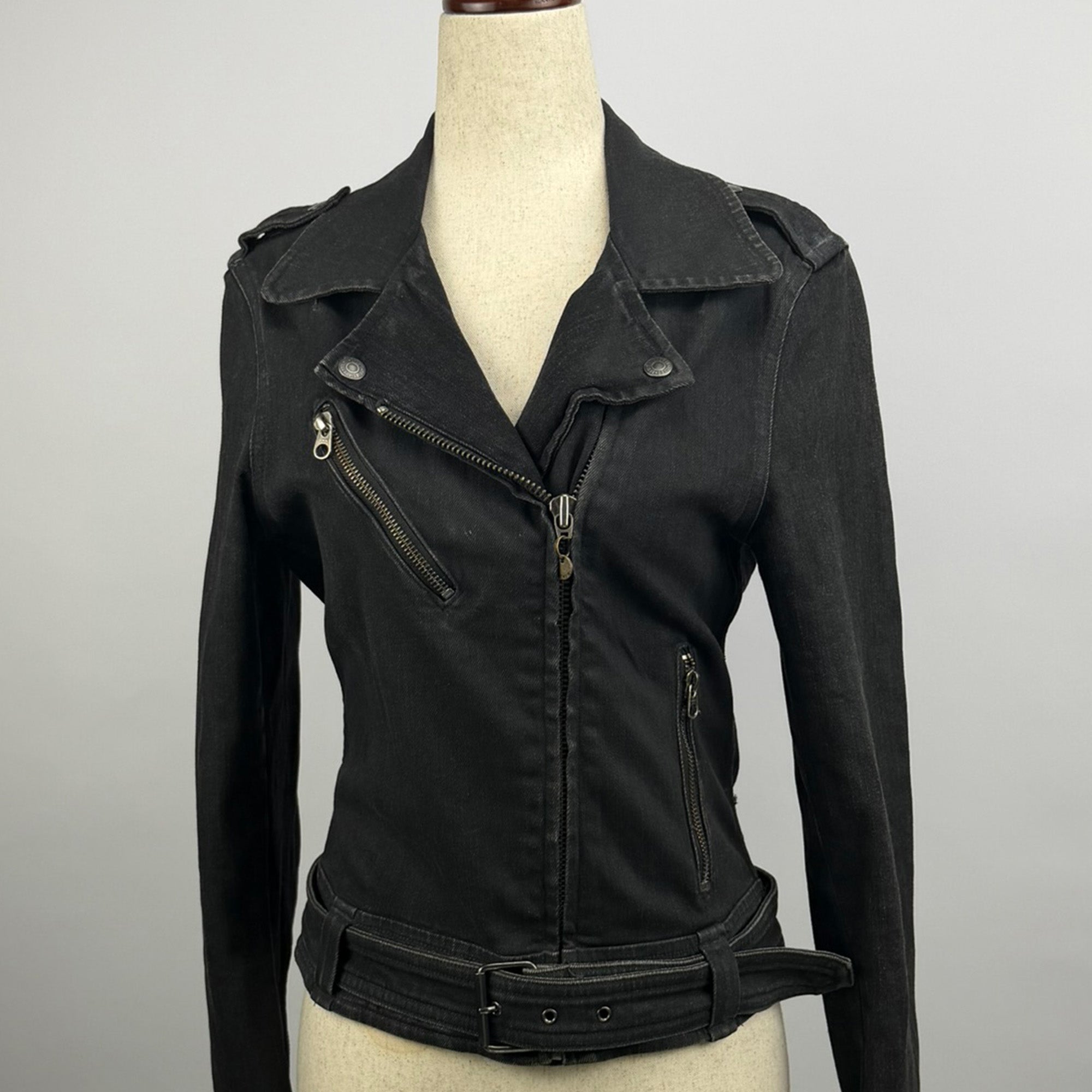 Levis Charcoal Denim Moto Jacket
