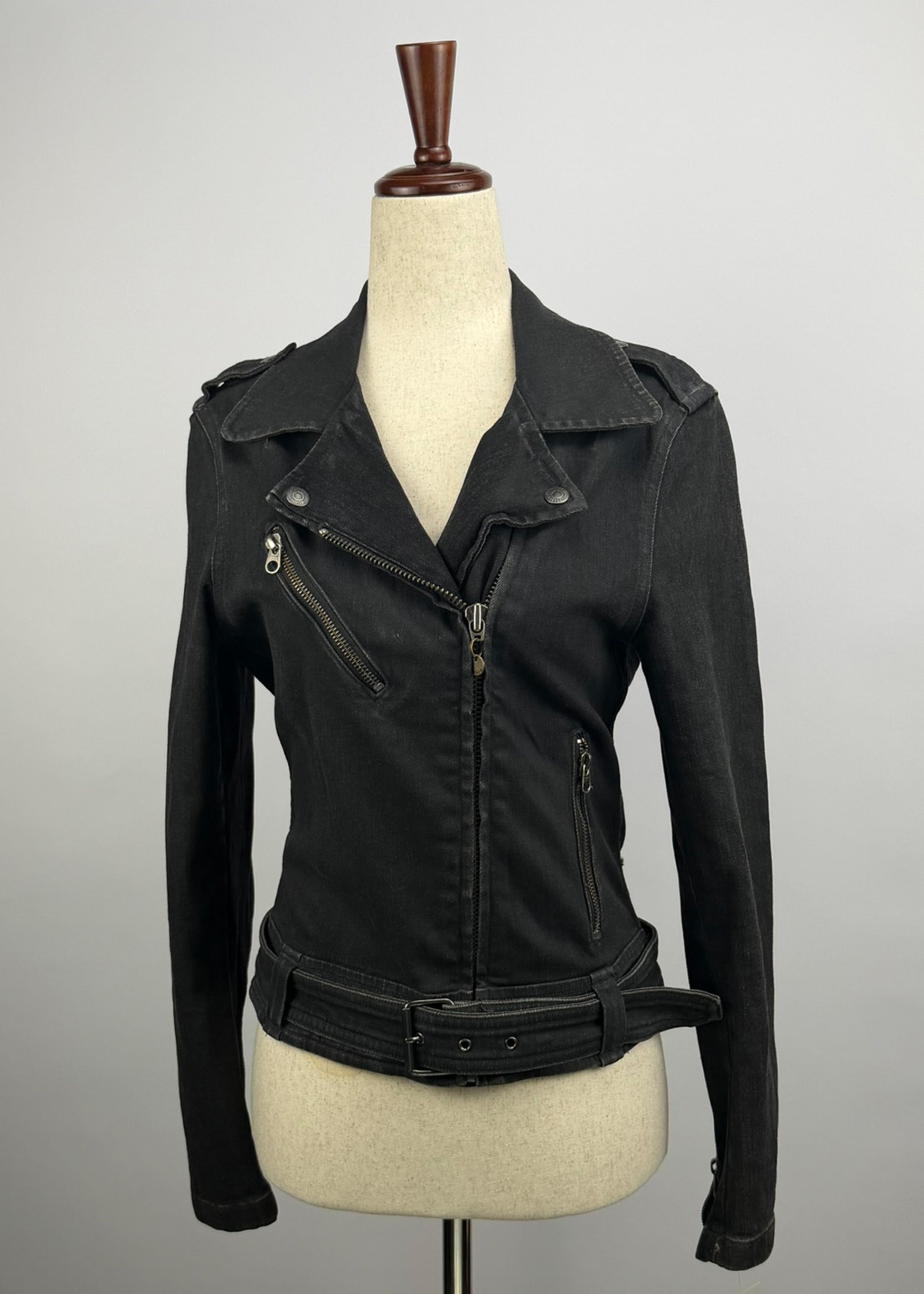 Levis Charcoal Denim Moto Jacket