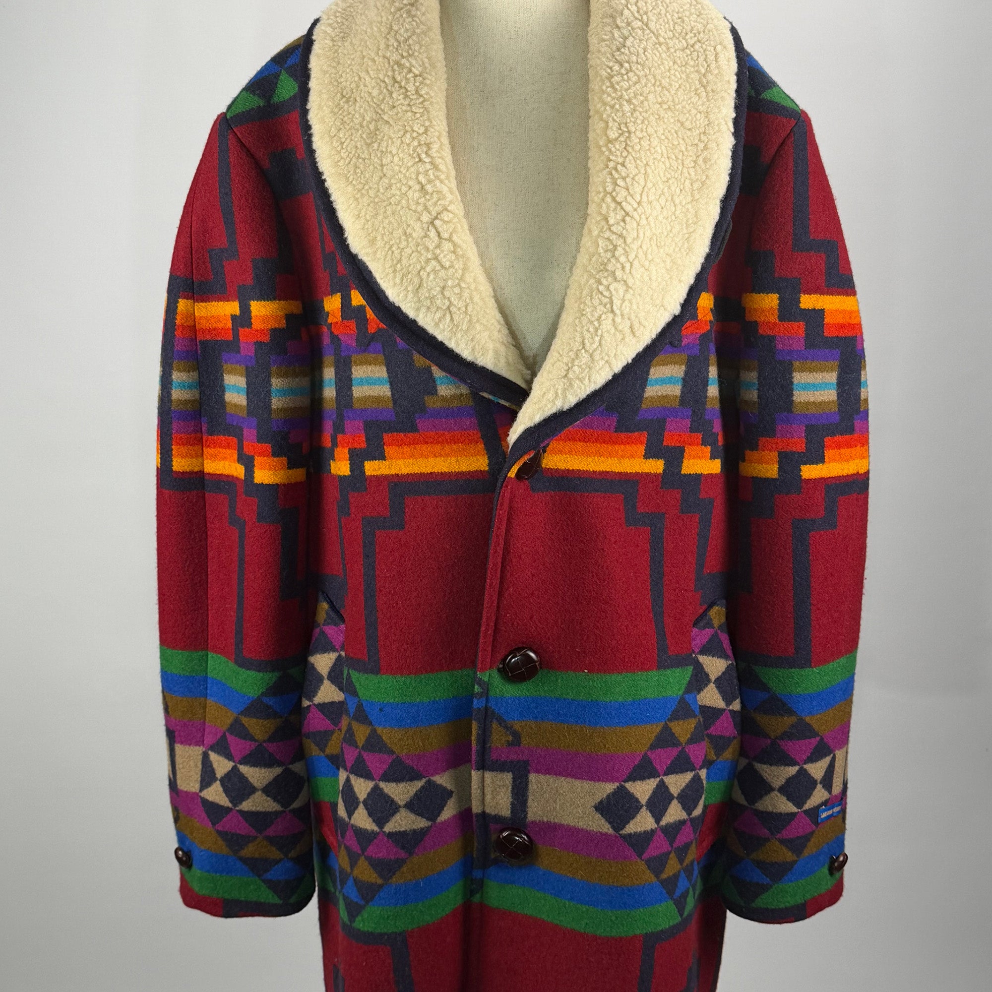 Pendeltion Aztec Print Pure Wool Mens Coat