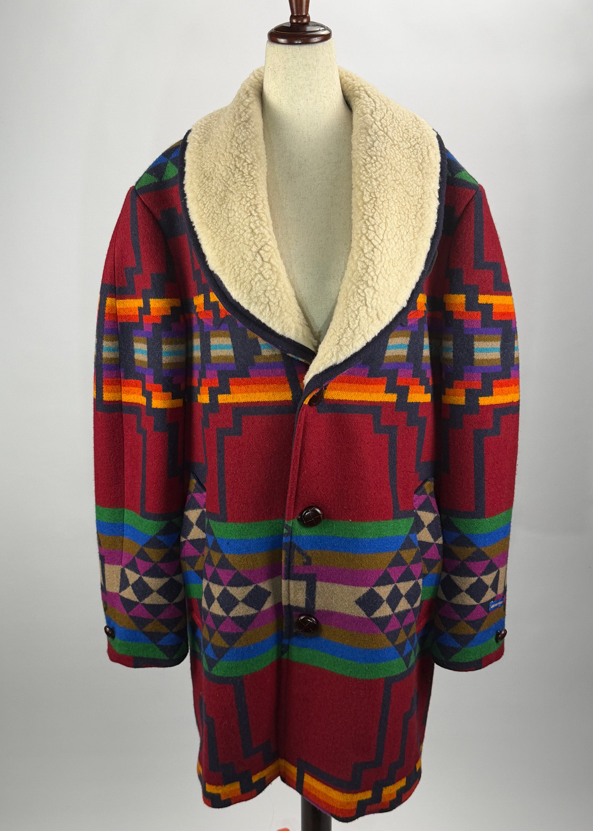 Pendeltion Aztec Print Pure Wool Mens Coat