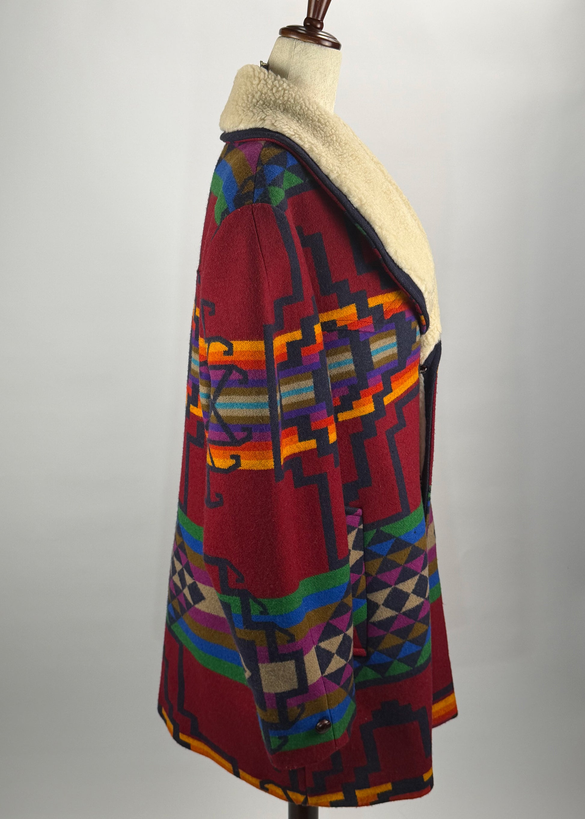 Pendeltion Aztec Print Pure Wool Mens Coat