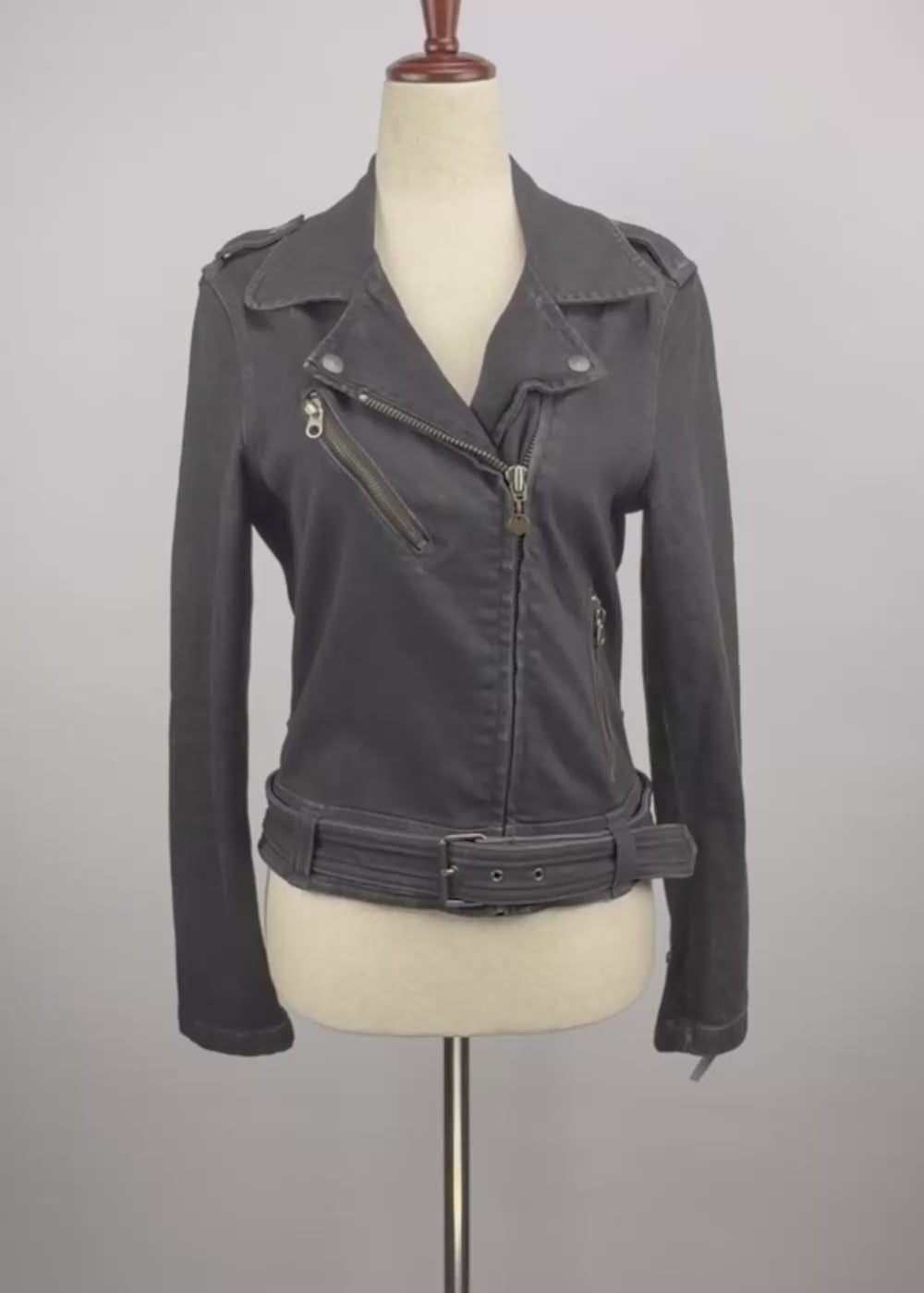 Levis Charcoal Denim Moto Jacket