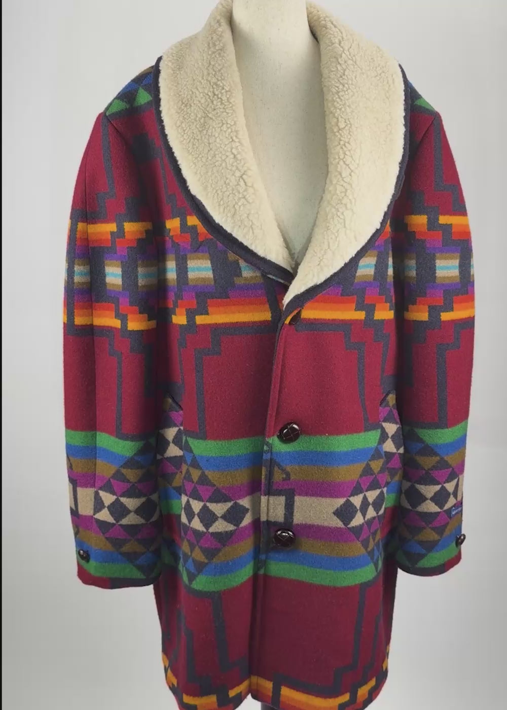 Pendeltion Aztec Print Pure Wool Mens Coat